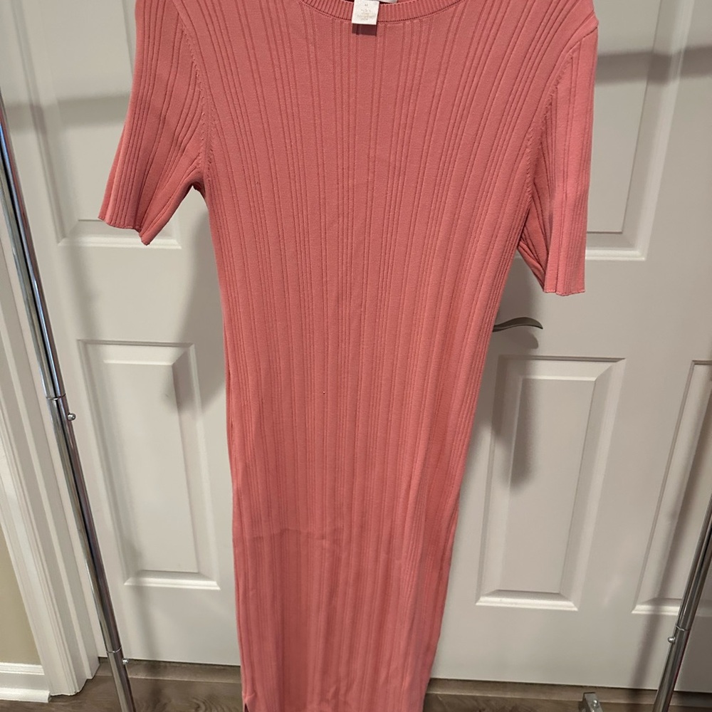 Rachel Parcell Pink Ribbed Midi Dress